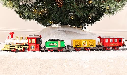 TOYLAND® - Juego de Tren de Navidad de 14 Piezas con Sonido y luz realistas - con Pilas - Carril de 330 cm - Juguetes navideños