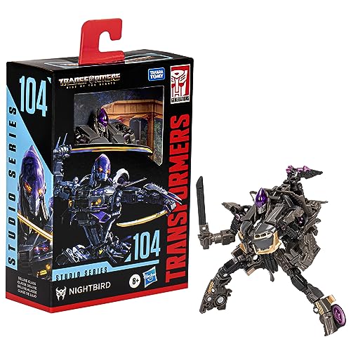 Transformers Generations Studio Series 104, Figura Nightbird Clase Deluxe de 11 cm, Rise of The Beasts
