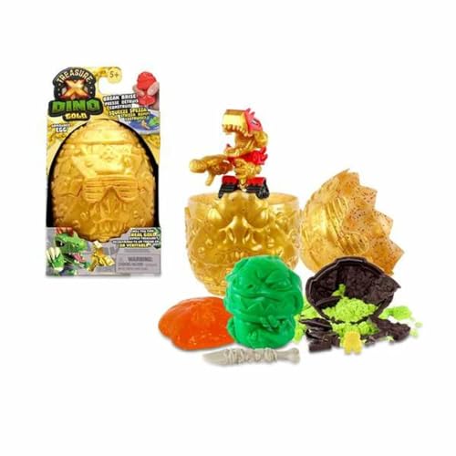 Treasure X - Gold Hunter Serie 2, huevo de dinosaurio con 8 niveles de juego y accesorios; un juguete de dino coleccionable, slime, roca para excavar, envío aleatorio, +5 años, Famosa (TRR55000)