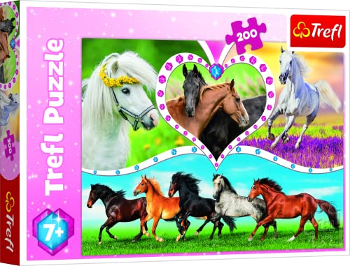 Trefl 200 Piezas, para niños a Partir de 7 años Puzzle, Color Caballos Hermosos, Schöne Pferde