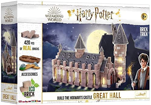 Trefl Brick Trick, Construye De Ladrillos - Great Hall, Gran Salón - Harry Potter, Hogwarts, Escuela De Magia, Eco Ladrillos, DIY, Más De 410 Ladrillos, Reutilizable, Juego Creativo para Niños