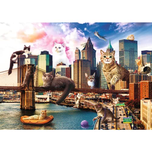 Trefl- Katzen in New 1000 Piezas, Ciudad Graciosa, Adultos y niños a Partir de 12 años Puzzle, Color Gatos en Nueva York, teile