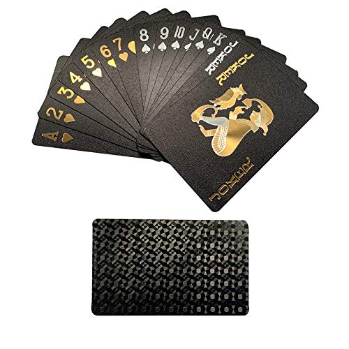 Trendcool Baraja de Cartas Poker Plastico. Juego Impermeable, Resistente al Agua. Baraja Póker Doradas, Negras, Oro. Juegos de Mesa Profesionales e Impermeables. (Gold+Black)
