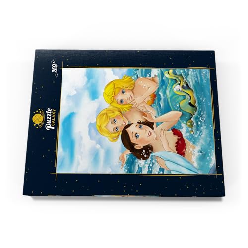 Tres Sirenas Nadando con Una Gran Concha - Ilustración para Niños - Premium 200 Piezas Puzzles - Colección Especial MyPuzzle de Puzzle Galaxy