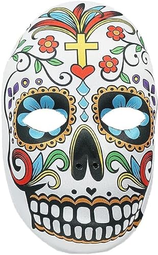 TRIXES Juego de 2 Máscaras de Calavera de Azúcar para Halloween - Máscara del Día de Muertos - Mascarada Mexicana - Accesorios para Fiesta de Disfraces de Cosplay - Calavera de Azúcar Multicolor