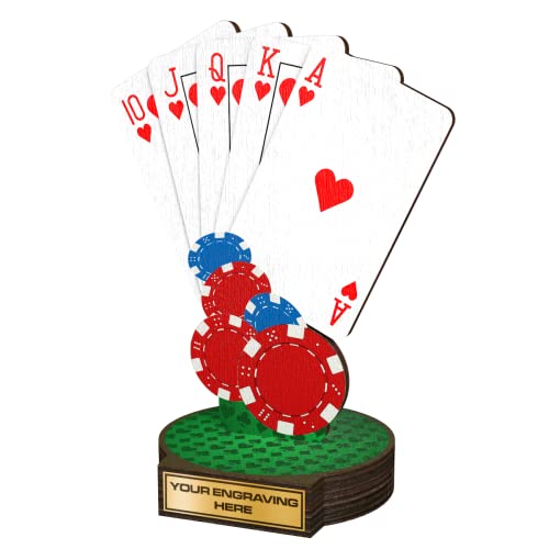 Trophy Monster Real Wood Grove Poker Card Game Aces Award impreso a todo color | Placa grabada gratis | Hecho de madera contrachapada de abedul de 8 mm de grosor | 160 mm – Compra en 5 tamaños