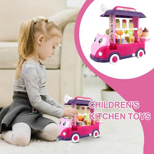 Tsuchiya Carro de la compra de helados | Carro de postre de juguete de rol, juguetes de comida Pretend Play Mini Food Toys Accesorios Pretend Play Food Toys para niños y niños