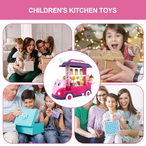 Tsuchiya Carro de la compra de helados | Carro de postre de juguete de rol, juguetes de comida Pretend Play Mini Food Toys Accesorios Pretend Play Food Toys para niños y niños