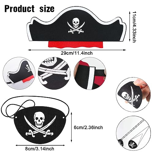TSUWNO Kit de Accesorios para Disfraz de Pirata de Niños: Incluye 4 Sombreros y 4 Parches para los ojos. Ideal para la Fiesta de Cumpleaños o Infantil. ¡Listo para navegar en los mares!