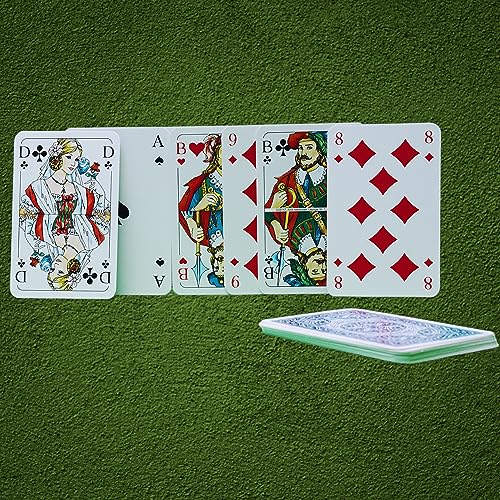 TYA Gruppe Juego de cartas Rummy de calidad profesional para Rummé, Bridge, Canasta Poker o Skat, 55 hojas, azul y rojo (4 rojos y 4 azules)