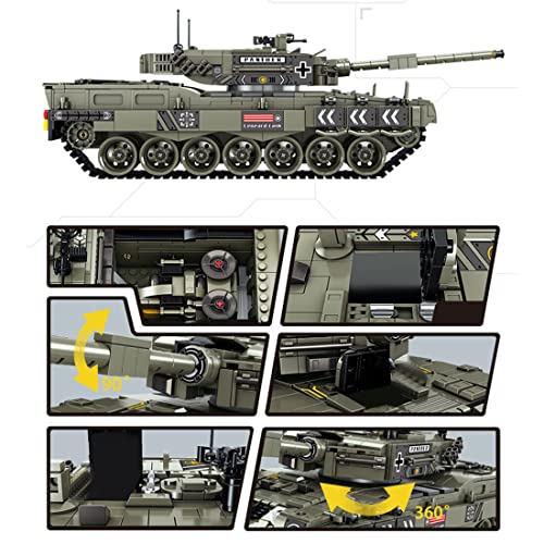 TYFUN Modelo de bloques de construcción de tanques, 1818 piezas, serie de tanques militares Swat, juguete de vehículo militar para adultos y niños, compatible con Lego Technik-German Leopard 2