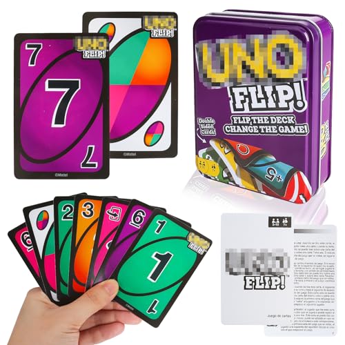 U-NO Flip, Juego de Cartas U-NO, Games U-NO Juego de Cartas, Mattel Games U-NO Original para Regalo para 7+ Años de 2 a 10 Jugadores