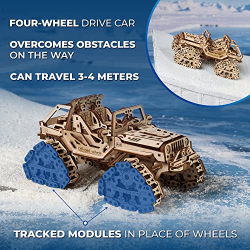 UGEARS Vehículo Oruga Todo Terreno - Maqueta coche para montar - Puzzle 3D Madera Para Adultos - Maquetas Para Construir Coches - Ideal Para Aficionados a Vehículos Todoterreno y Amantes de los Puzzle