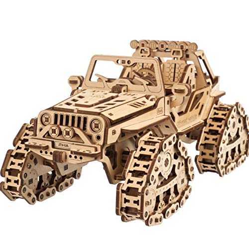 UGEARS Vehículo Oruga Todo Terreno - Maqueta coche para montar - Puzzle 3D Madera Para Adultos - Maquetas Para Construir Coches - Ideal Para Aficionados a Vehículos Todoterreno y Amantes de los Puzzle