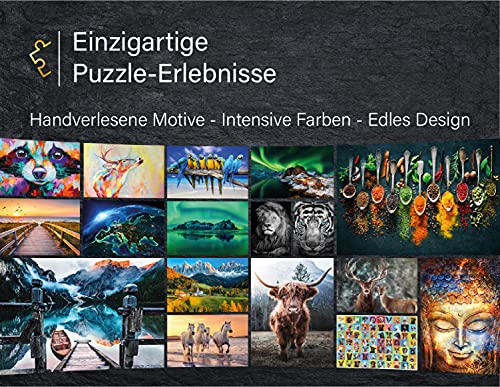 Ulmer Puzzleschmiede - Puzzle "Chakra" - Intenso puzzle de 1000 piezas para adultos - Diseño meditativo con símbolo de mandala, energía del universo – Calidad del rompecabezas fabricado en Alemania