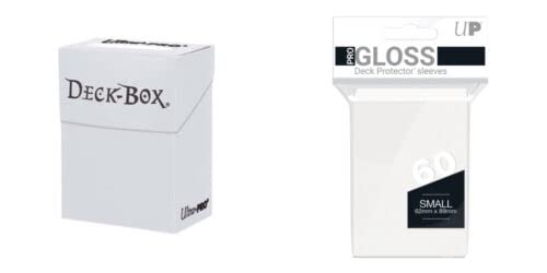 Ultra Pro Deck Box + 60 fundas protectoras de tamaño pequeño – Blanco – YGO – Japonés Mini + Heartforcards Protección de envío