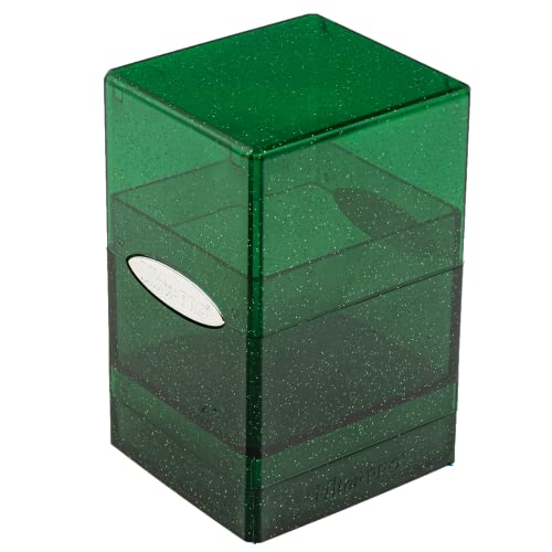 Ultra PRO - Satin Tower 100+ Standard Size Card Deck Box (Green Glitter) - Protect Your Gaming Cards, Sports Cards or Collectible Cards In Ultra Pro's Stylish Glitter Deck Box