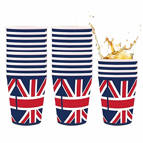 Union Jack - Juego de accesorios para fiestas, coronación del rey Carlos III Reino Unido, fiesta temática patriótica, suministros de eventos deportivos del Reino Unido, decoración de mesa para el