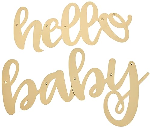Unique Party - Guirnalda de Letras - 1 m - Diseño de Baby Shower de Oro "Hello Baby" - Conjunto de 2 (73527)