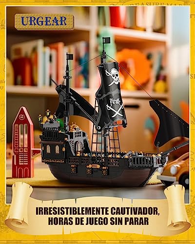 URGEAR Creator Pirate Ship Juguete - Set de Construcción de Barco de Bloques, Set de Construcción de Piratas, Juguetes Regalo de Barco Vikingo para Niños y Niñas de 8, 9, 10, 11, 12 y más (621 pzs)