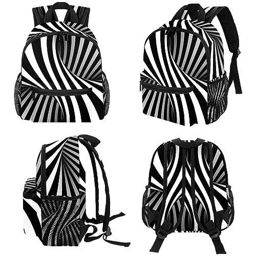 Vasarely Style - Mochila escolar con ilusión óptica en blanco y negro, Multicolor, 10x4x12 in