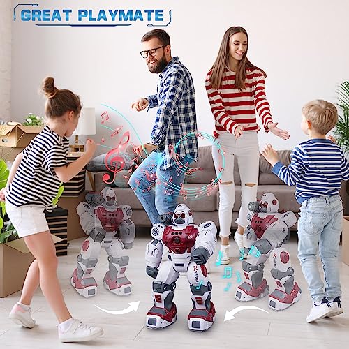 Vatos Robot Niños 3+ Años, Control Remoto Robot Juguete, 2.4GHz Gesture Control Programmable RC Robot with LED Spray Launcher Music Dance Walk Toy for Boys Girls Gift