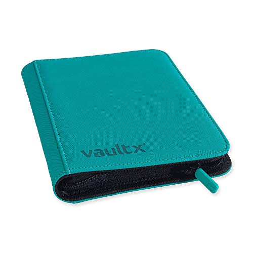 Vault X Carpeta Exo-Tec Premium Zip - Álbum de 4 Bolsillos para Cartas Coleccionables - 160 Bolsillos de Inserción Lateral con una Cremallera para TCG (Verde Azulado)