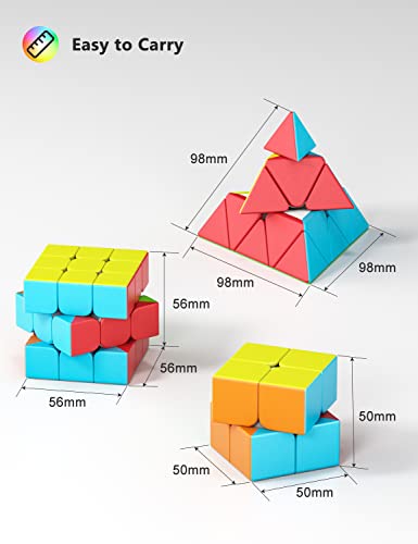 Vdealen Speed Cubo Magico 2x2 3x3 Piramide Magic Cube, Liso Sin Pegatinas Cubo de Velocidad para Principiantes y Usuarios Avanzados, Regalo para Niños Adolescentes Adultos