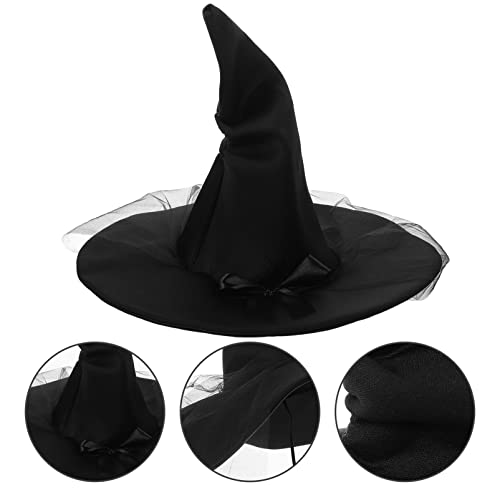 Veemoon Halloween Festival Witch Hat Wide Wit Hat Fiest Decoración de Sombrero de Bruja