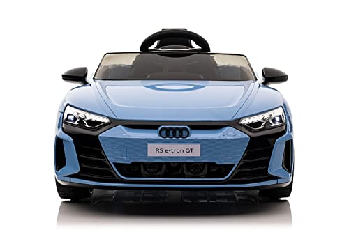 Vehículo infantil eléctrico Audi RS E-Tron – Licencia – Batería de 12 V7Ah y 4 motores – 2,4 GHz + MP3 + piel + EVA (azul)