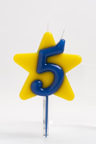 Vela Cumpleaños Solidaria | Velas Especiales de Estrella - Velas Doble Deseo para Ayudar a Niños Enfermos - Número 5