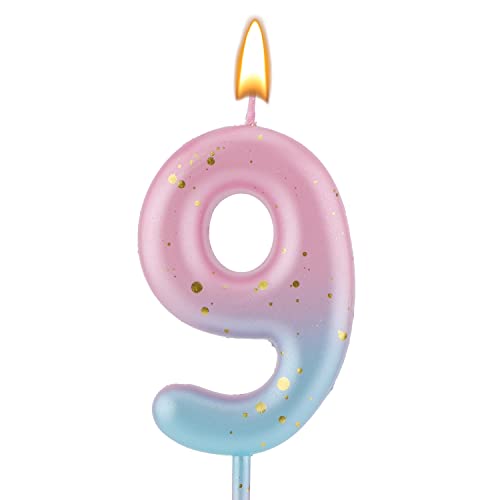 Vela de Letras con Números Degradados, Velas de Cumpleaños con Degradado Rosa y Azul para Tartas Velas de Cumpleaños con Letras Numéricas Decoración para Cumpleaños Bodas (9)