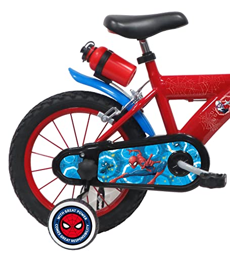 Vélo ATLAS Bicicleta Infantil de 14 Pulgadas, diseño de Spiderman, Niños, Rojo