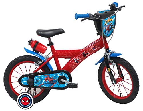 Vélo ATLAS Bicicleta Infantil de 14 Pulgadas, diseño de Spiderman, Niños, Rojo