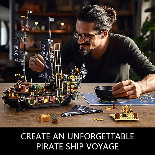 VEPOWER Pirate Ship Juguete - Set de Construcción de Piratas, Set de Construcción de Barco de Bloques, Juguetes Regalo de Barco Vikingo para Niños y Niñas de 8+(1282 pcs)