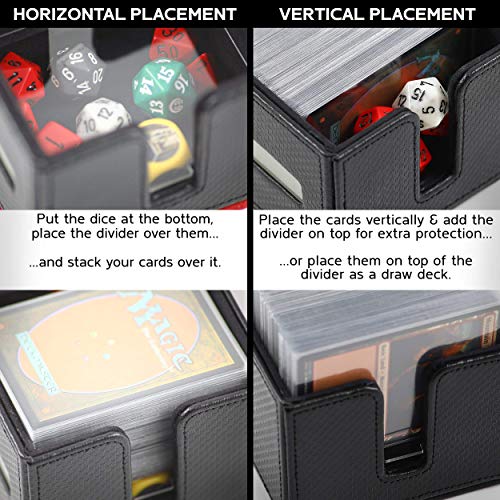 Verde Citadel Deck Block Card Storage Box compatible con Magic, Pokemon, Yu-Gi-Oh y tablero de juegos de mesa, almacena y organiza tarjetas y fichas, divisor personalizado de Deckbox