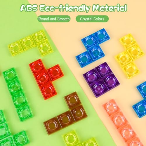 Victse Tetris Puzzle Niño, Montessori Juegos Juguetes Niños 3 4 5 6 Años, Colorido Bloques Puzzle Madera ABS, 3D Transparente Juguete Rompecabezas Niños, Regalos Cumpleaños Niños Niña Niño 3-6 Años