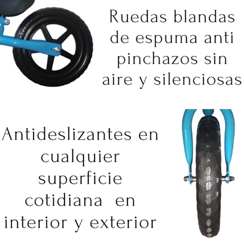VILLMAR- Bicicleta sin Pedales para niños, 2,3,4,5 años, Bicicleta de Equilibrio, Bicicleta infantilil, Bicicleta de iniciación, Manillar y sillín Regulables en Altura, Ruedas 28 cm, Color Azul.