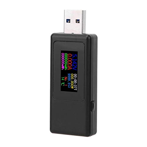Voltaje Actual Medidor de Tiempo de batería Probador de Cargador USB de tamaño pequeño Medidas precisas Precisión con Triple protección(Black)