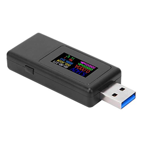 Voltaje Actual Medidor de Tiempo de batería Probador de Cargador USB de tamaño pequeño Medidas precisas Precisión con Triple protección(Black)