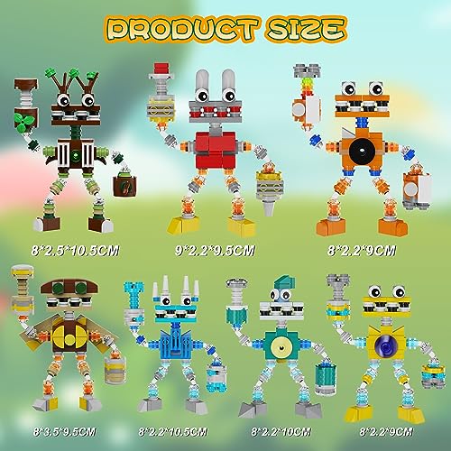 VONADO Wubbox Monster Friends - Kit de construcción 7 en 1, modelo de figura de acción de monstruos cantantes, lindos juguetes de festival de música, adecuado para regalos de cumpleaños de niños y