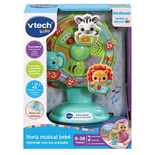 VTech VTech-80-165967 Noria Musical Aprende con los Animales, Juguete para la Trona bebés +6 Meses, versión ESP, Color, único (3480-165967), 1 noria.