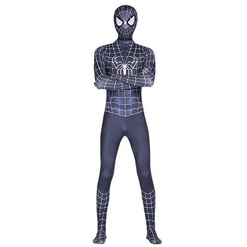 VVlight Disfraz de Spiderman negro para adultos, medias de cosplay para Halloween, disfraz de Halloween, traje unisex para niños y adultos (110~120cm, Negro)