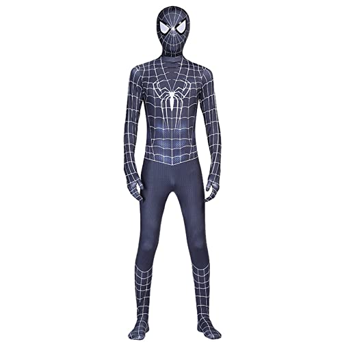 VVlight Disfraz de Spiderman negro para adultos, medias de cosplay para Halloween, disfraz de Halloween, traje unisex para niños y adultos (110~120cm, Negro)