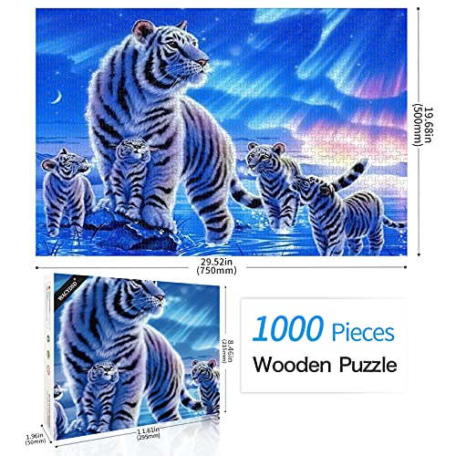 WACYDSD Puzzle 1000 Piezas Tigre Blanco Juego De Rompecabezas Clásico Bricolaje Juguete De Madera Decoración para El Hogar
