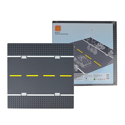 WANGE Placa Base clásica para Bloques de construcción. Compatible con Las Principales Marcas. 25 x 25 cm., 32 x 32 Puntos. 4 Placas de Carretera Recta.