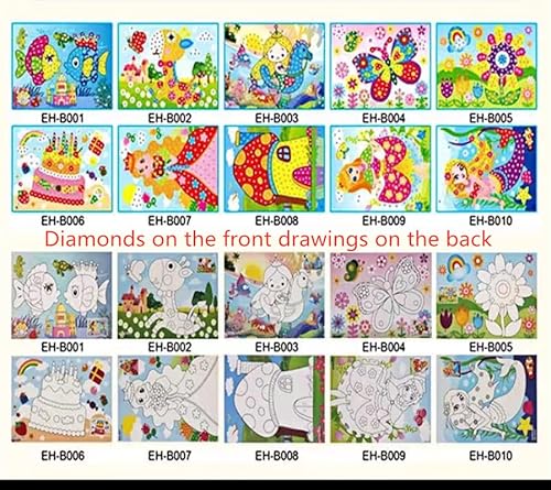 WANLIAN Mosaicos pegajosos Kit de Manualidades para niños, 10 Imagen separada Mosaico Etiqueta Arte Hecho a Mano niños DIY Pintura