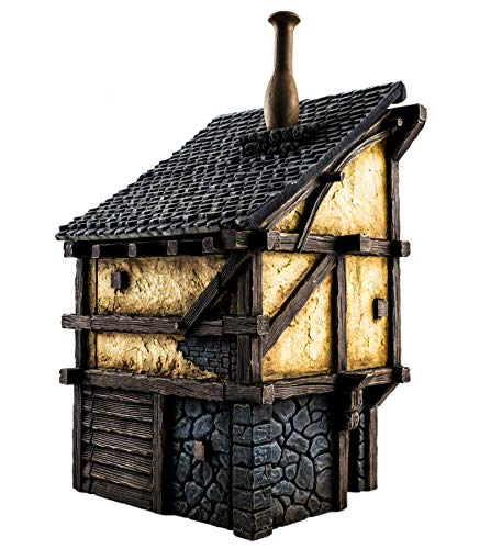 War World Gaming Fantasy Village - Casa y Letrina – 28mm Wargaming Medieval Miniaturas Maquetas Dioramas Edificios Wargames Guerra Aldea Edad Media