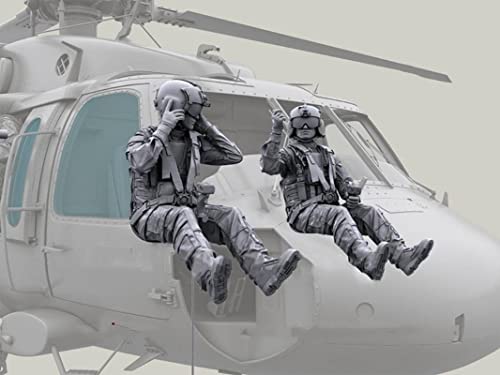 weizhang 1/35 Helicóptero Comando piloto Resina Soldado Modelo Kit (2 Personas, sin Aviones) kit-K3A846 en Miniatura de fundición a presión sin Pintar y autoensamblado