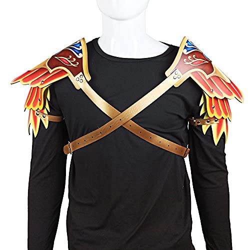 WEMAO Accesorios de disfraces de Cosplay de Halloween Carnaval Mascarada Cuervo Armadura de hombro de cuero Par femenino-A_29 * 34cm
